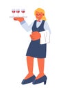 Waitress restaurant cartoon flat illustration