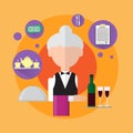 Waitress Senior Woman Catering Worker Icon Royalty Free Stock Photo