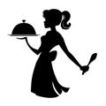 Waitress silhouette Royalty Free Stock Photo
