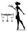 Waitress silhouette Royalty Free Stock Photo