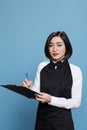 Waitress taking notes of customer order Royalty Free Stock Photo