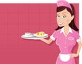 Waitress and tray