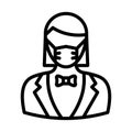 Waitress Wearing mask Vector Icon which can easily modify or edit