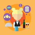 Waitress Woman Catering Worker Icon Royalty Free Stock Photo