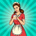 Waitress woman pop art vector illustration