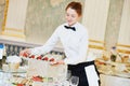 Waitress woman in restaurant Royalty Free Stock Photo