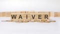 waiver concept, wooden word block on grey background Royalty Free Stock Photo