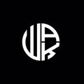 WAK logo WAK icon WAK monogram WAK letter minimalist Circle flat Unique modern abstract logo design Royalty Free Stock Photo