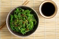 Wakame seaweed salad with sesame and chili pepper Royalty Free Stock Photo