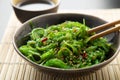 Wakame seaweed salad with sesame and chili pepper Royalty Free Stock Photo