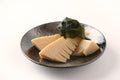 Wakatakeni simmered young bamboo shoots with wakame  seaweed japanese traditional cuisine Royalty Free Stock Photo