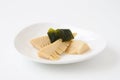 Wakatakeni simmered young bamboo shoots with wakame  seaweed japanese traditional cuisine Royalty Free Stock Photo