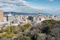 Wakayama cityscape, view from the Wakayama castle in Japan Royalty Free Stock Photo