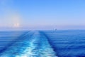 Wake behind a cruise ship Royalty Free Stock Photo