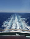 Wake behind cruise ship in Atlantic ocean
