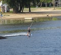 Wake-boarding Center Park With Springboard For Surfing Jumping. Water Sport Recreation and Entertainment Center