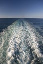 Wake of cruise ship as it cruises Mediterranean Ocean, Europe Royalty Free Stock Photo