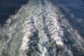 Wake of cruise ship as it cruises Mediterranean Ocean, Europe Royalty Free Stock Photo