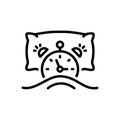 Black line icon for Wake, alarm and morning