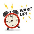 Wake up alarm clock with two bells vector illustration