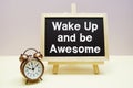 Wake Up and be Awesome text message inspirational and motivational quotes Royalty Free Stock Photo