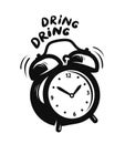 Wake up call, alarm clock is ringing. deadline icon or symbol. Vector illustration