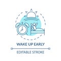 Wake up early turquoise concept icon