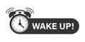 Wake up icon in flat style. Good morning vector illustration on isolated background. Alarm clock ringing and mornings wakes sign Royalty Free Stock Photo