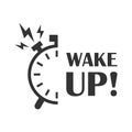 Wake up icon in flat style. Good morning vector illustration on isolated background. Alarm clock ringing and mornings wakes sign Royalty Free Stock Photo