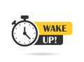 Wake up icon in flat style. Good morning vector illustration on isolated background. Alarm clock ringing and mornings wakes sign Royalty Free Stock Photo