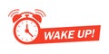 Wake up icon in flat style. Good morning vector illustration on isolated background. Alarm clock ringing and mornings wakes sign Royalty Free Stock Photo