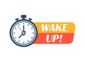 Wake up icon in flat style. Good morning vector illustration on isolated background. Alarm clock ringing and mornings wakes sign Royalty Free Stock Photo