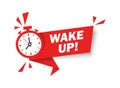 Wake up icon in flat style. Good morning vector illustration on isolated background. Alarm clock ringing and mornings wakes sign Royalty Free Stock Photo