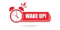 Wake up icon in flat style. Good morning vector illustration on isolated background. Alarm clock ringing and mornings wakes sign Royalty Free Stock Photo