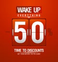 Wake up -50% sale design for coupon.