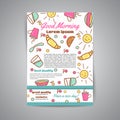 Wake up slogan on brochure. Breakfast menu for cafe illustration. Always fresh text. Cafe, bakery concept. Coffeee and