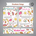 Wake up slogan on brochure. Breakfast menu for cafe illustration. Always fresh text. Cafe, bakery concept. Coffeee and