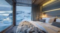 Wake up to breathtaking views of a serenely frozen landscape with majestic icebergs and snowcovered mountains stretching