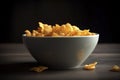 A classic bowl of cornflakes, served with a side of cold milk and a sprinkle of sugar.Â 