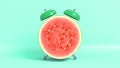 Wake up vintage morning shaped watermelon. 3D rendering.