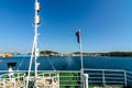 Wake water trail from a ferry ship in Croatia. Royalty Free Stock Photo