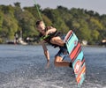 Wakeboard jump over wave Royalty Free Stock Photo