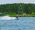 Wakeboarder cable towed