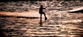 Wakeboarder silhouette in backlight