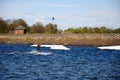 Wakeboarding on Chasewater Lake.