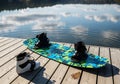 Wakeboarding Equipment by Lakeside Dock Royalty Free Stock Photo