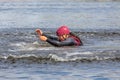 Wakeboarding. Girl wakeboarder fell into the water after an unsuccessful jump Royalty Free Stock Photo