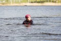 Wakeboarding. Girl wakeboarder fell into the water after an unsuccessful jump Royalty Free Stock Photo