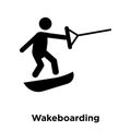 Wakeboarding icon vector isolated on white background, logo concept of Wakeboarding sign on transparent background, black filled Royalty Free Stock Photo