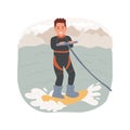 Wakeboarding isolated cartoon vector illustration. Royalty Free Stock Photo